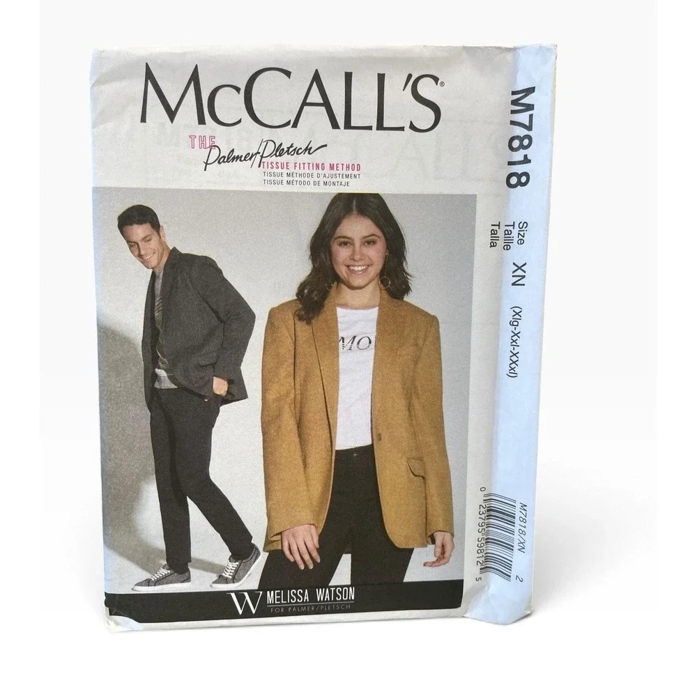 McCall's M7818 Unisex Lined Button Front Jacket Blazer XN (Xg-XXL-XXXL)